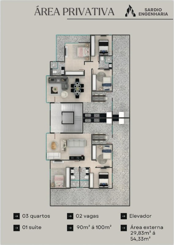 Área privativa à venda no Cabral : 