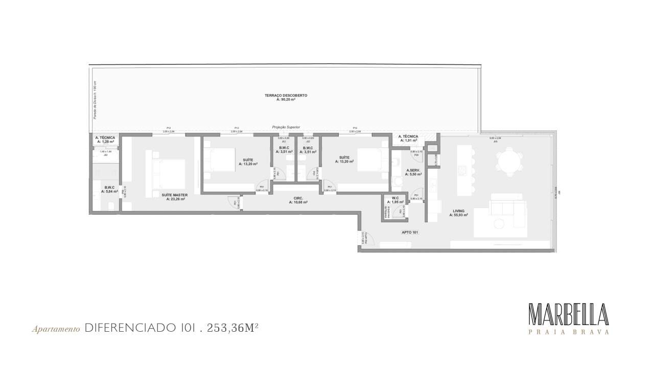 Apartamento Garden com 3 Suítes no Marbella Praia Brava
