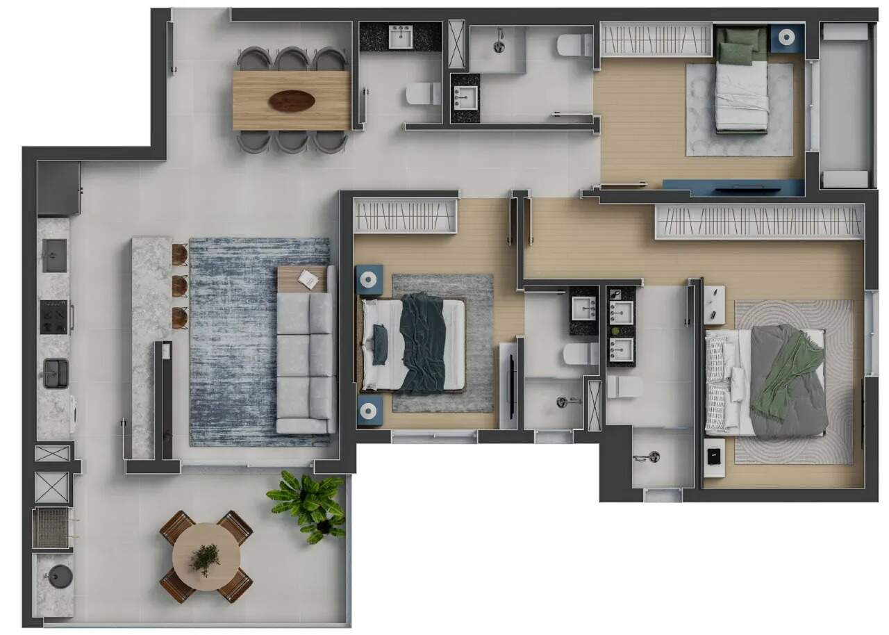 Apartamento com 3 Suítes no Fazenda Garden
