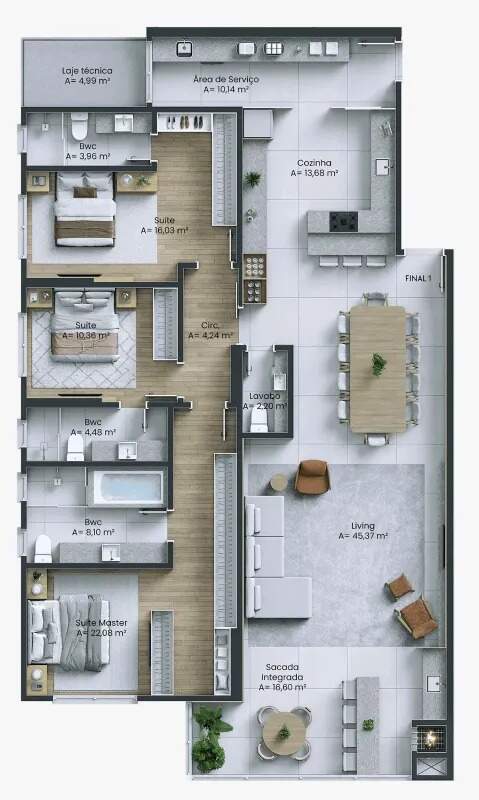 Apartamento com 3 Suítes no Centro de Itajaí no Monserrato