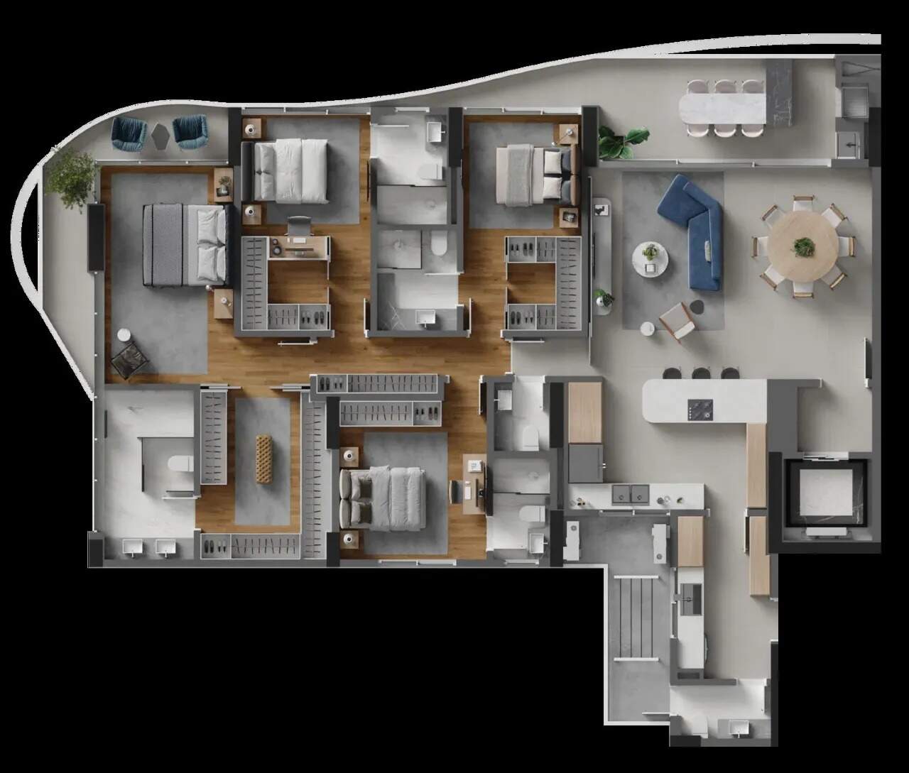 Apartamento com 4 Suítes no Lotisa Skyline no Bairro Fazenda