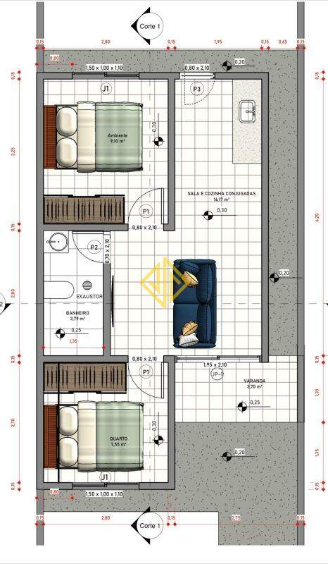 Casa, 2 quartos, 44 m² - Foto 2