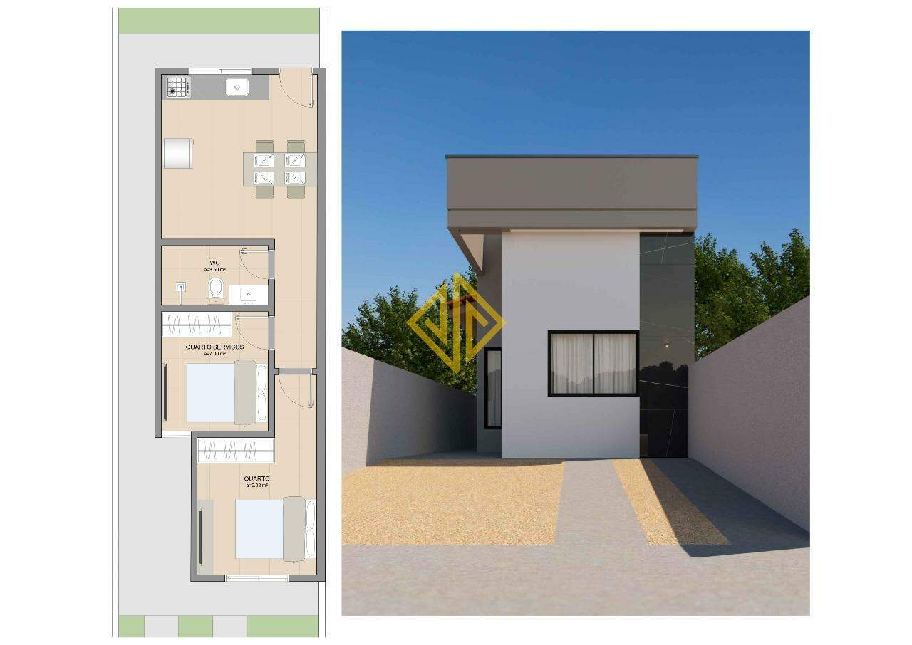 Casa, 2 quartos, 45 m² - Foto 1