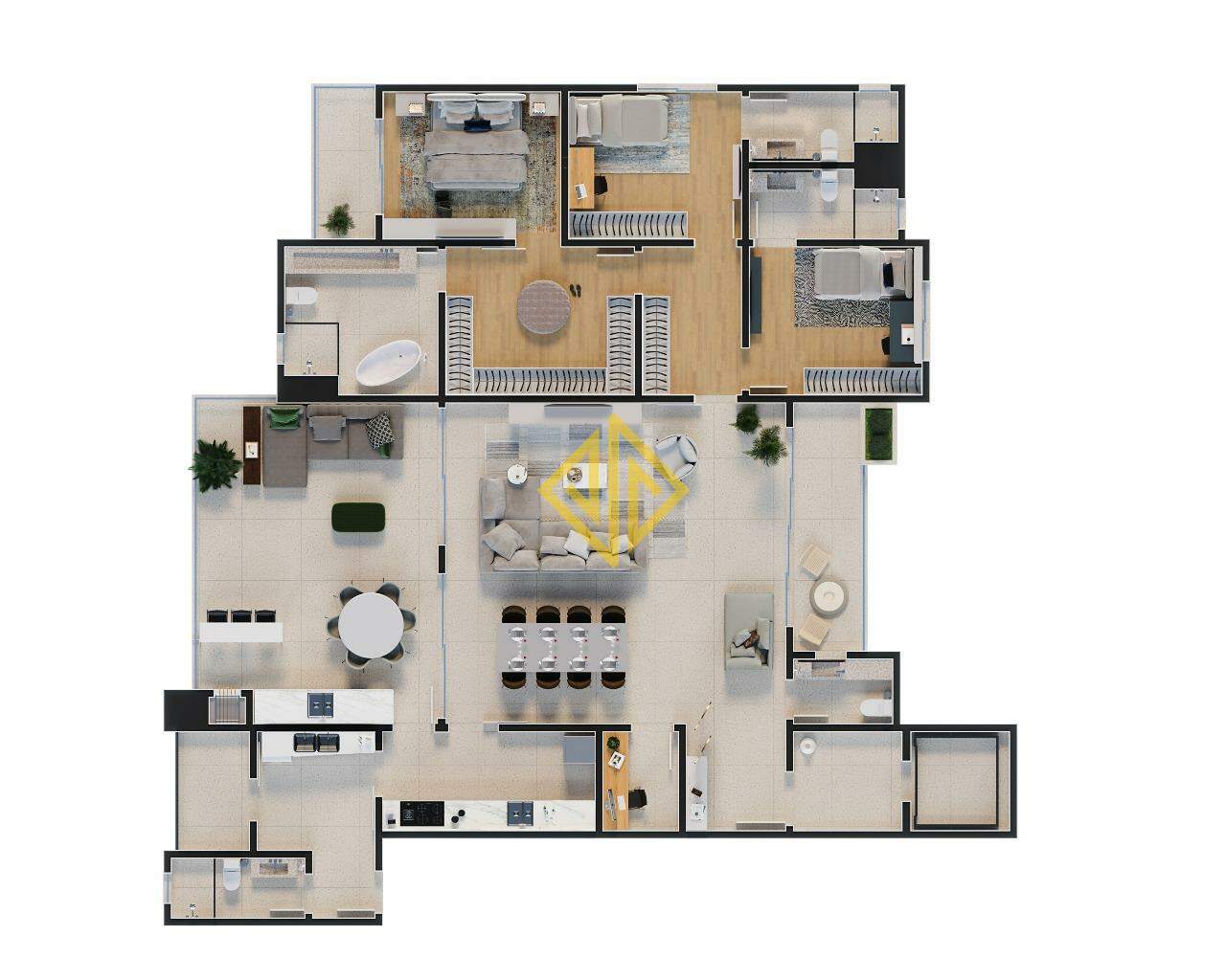 Apartamento, 3 quartos, 215 m² - Foto 1