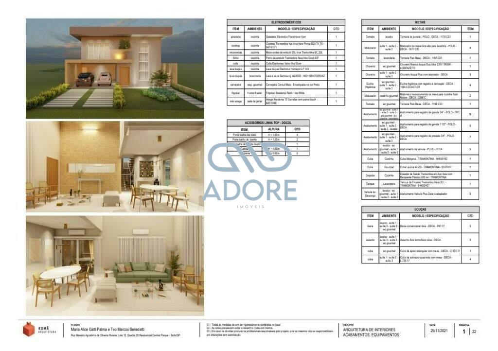 Casa de Condomínio à venda no Condomínio Residencial Central Parque: 