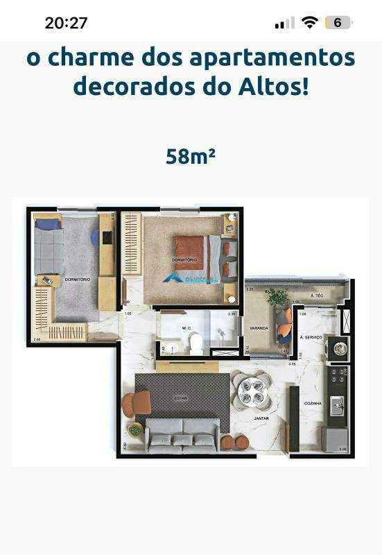 Apartamento à venda com 2 quartos, 58m² - Foto 3