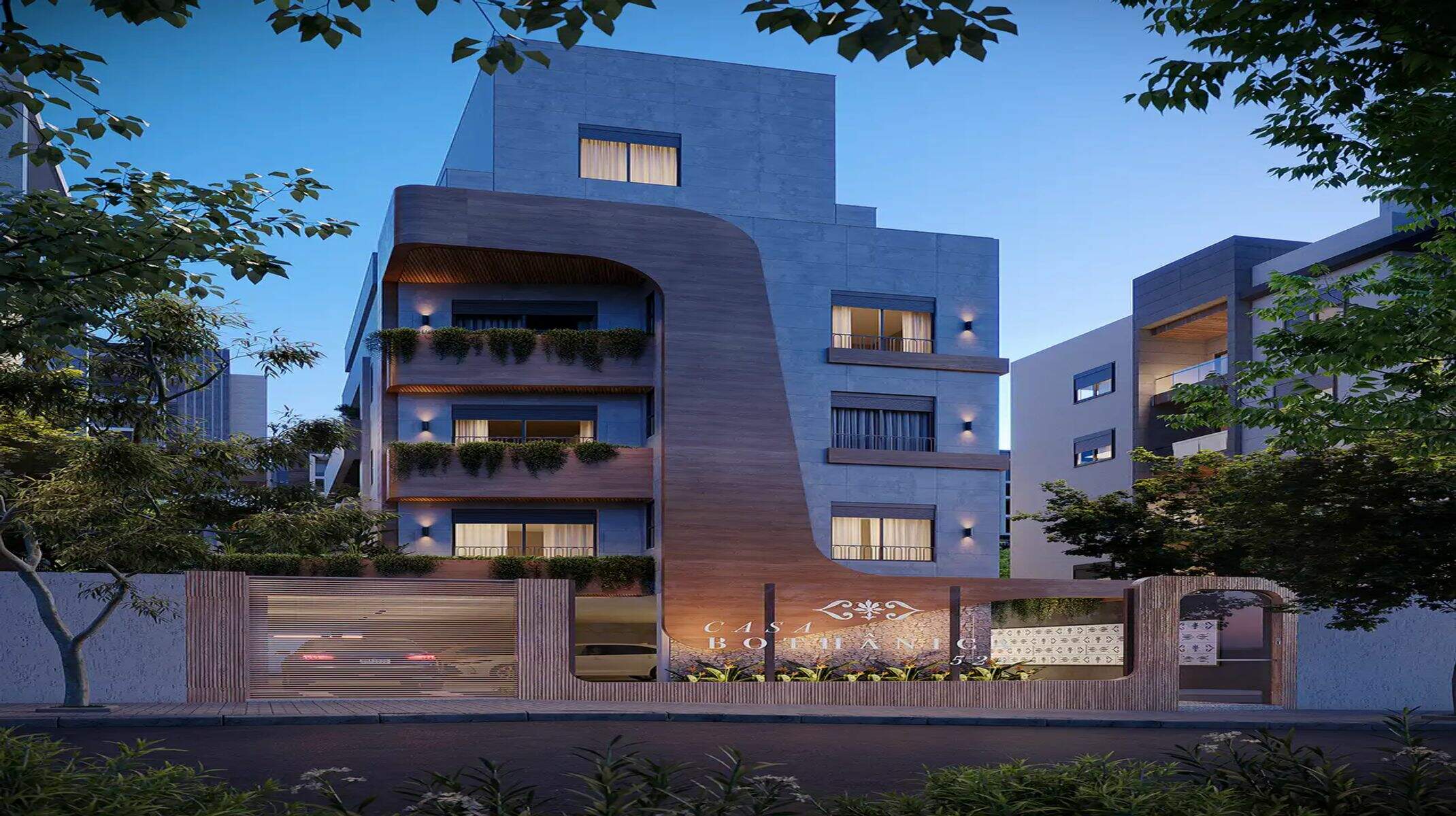 Apartamento à venda no Carmo: Fachada noturna: charme com arandelas