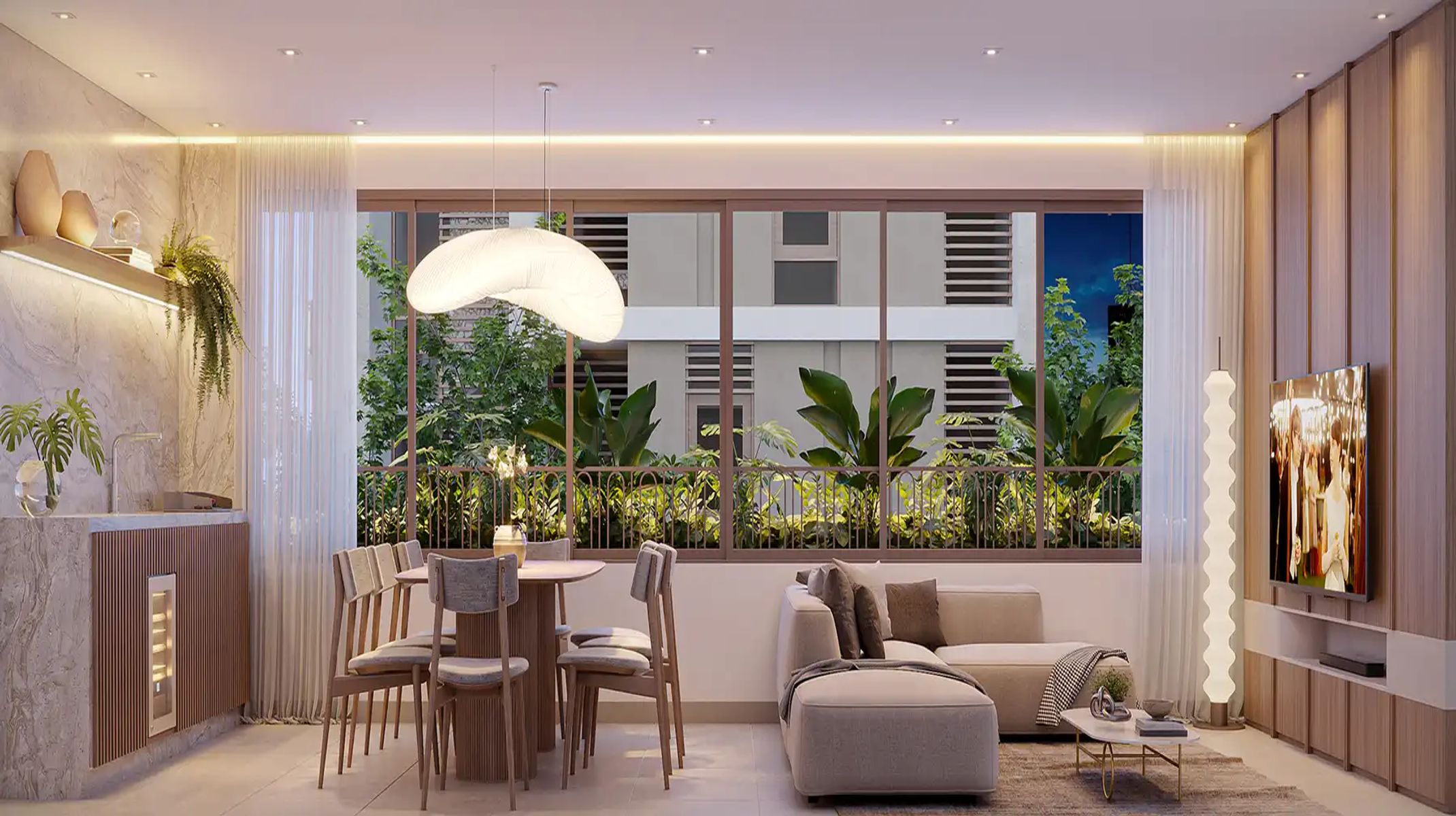 Apartamento à venda no Carmo: Sala ampla e iluminada - noite