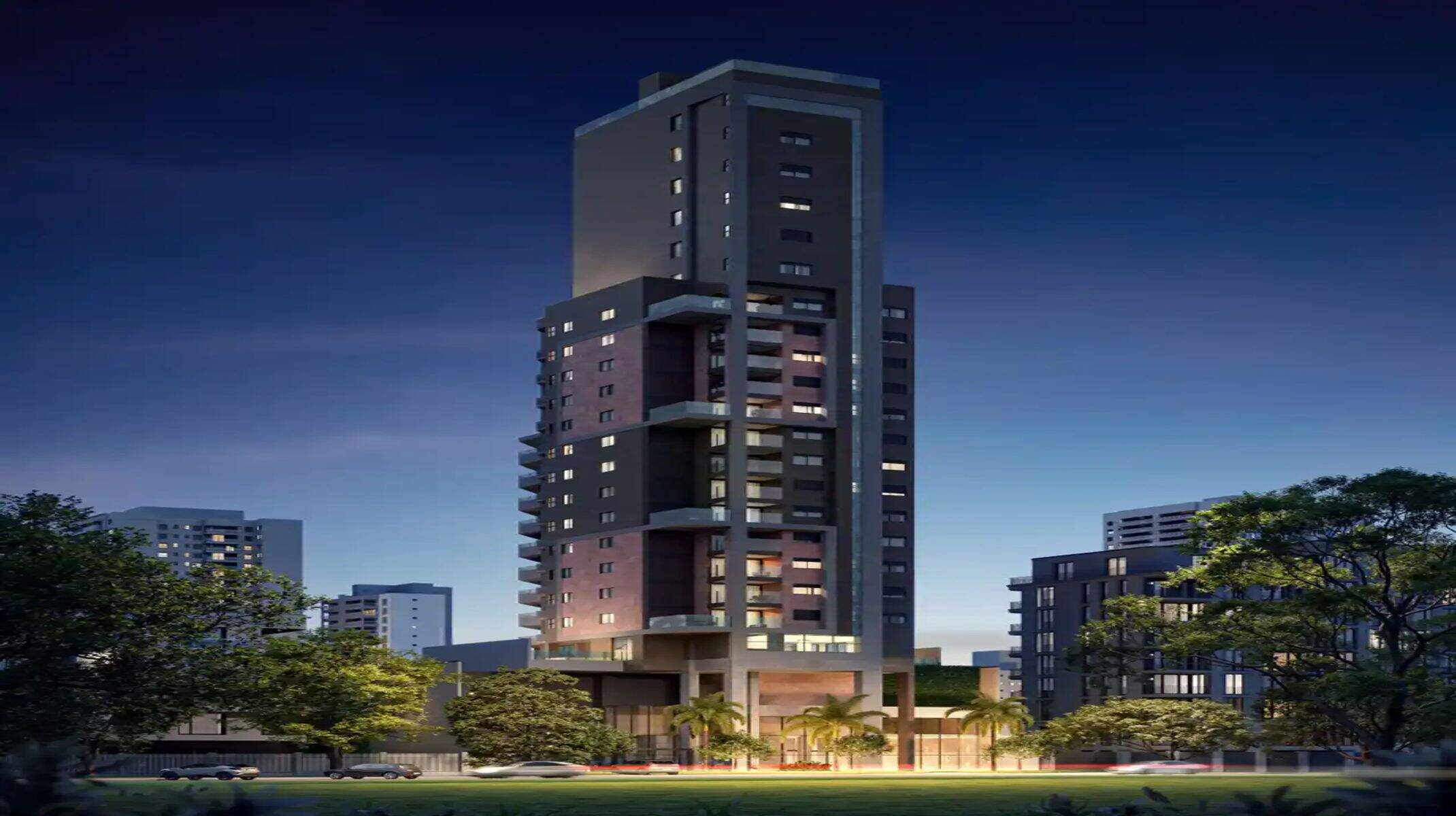 Apartamento à venda no Savassi: Fachada noturna