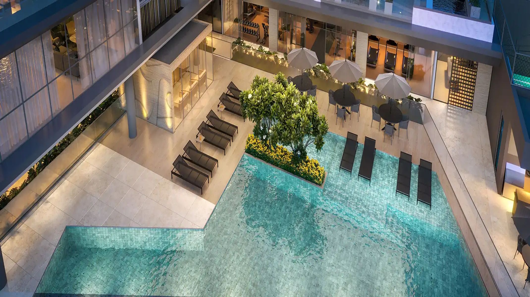 Apartamento à venda no Vila da Serra: Piscina com deck e prainha