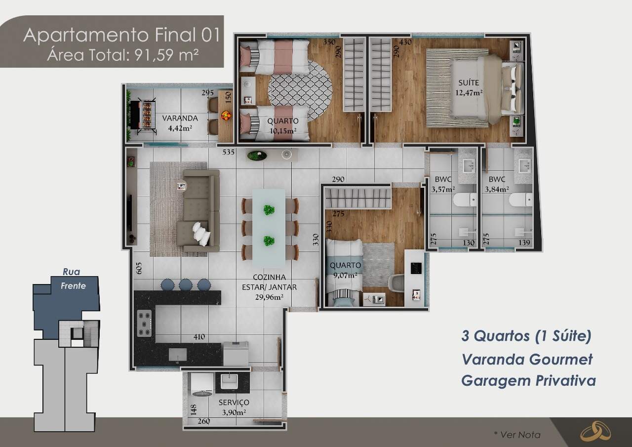 Apartamento com área privativa à venda no SANTO ANTONIO: 