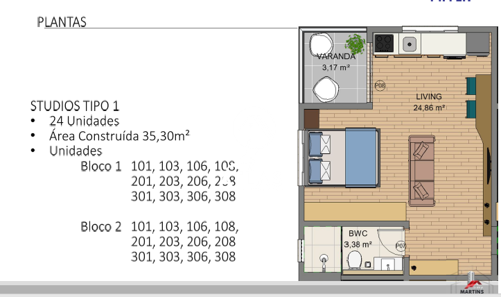 Apartamento de 35m² no bairro Limoeiro, em Brusque | Eu Corretor