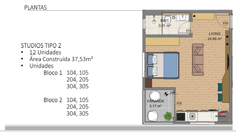 Apartamento de 35m² no bairro Limoeiro, em Brusque | Eu Corretor