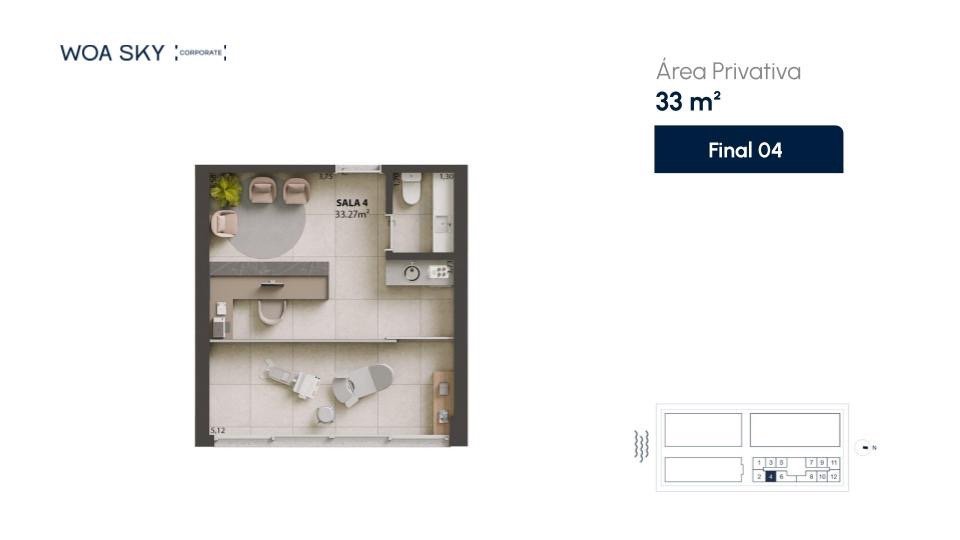 Salas/Conjuntos[ NumeroQuarto] Campinas São José WOA Sky Corporate: Planta humanizada sala final 04 (imagem ilustrativa - mobili rio n o inclu do)