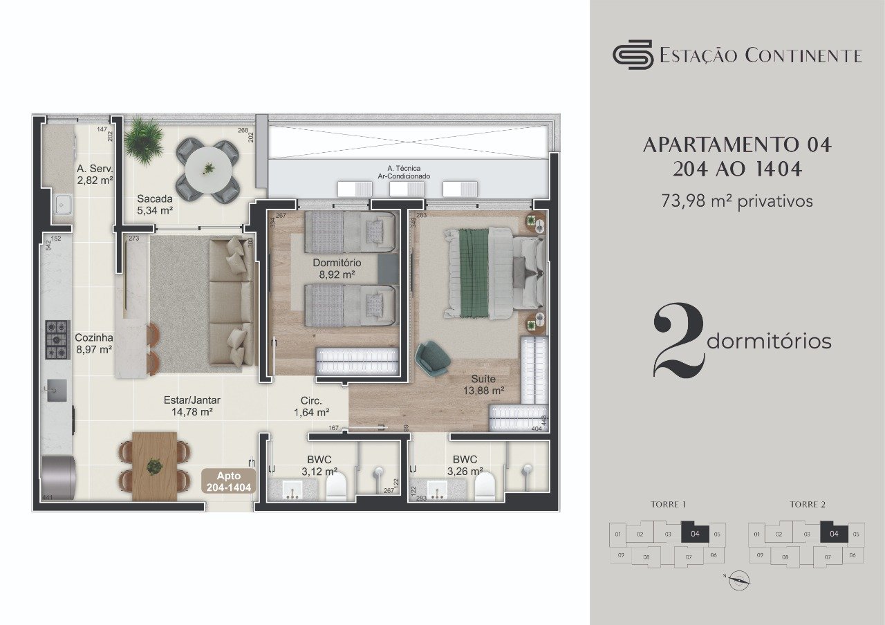Apartamento[ NumeroQuarto] Campinas São José Estação Continente: 