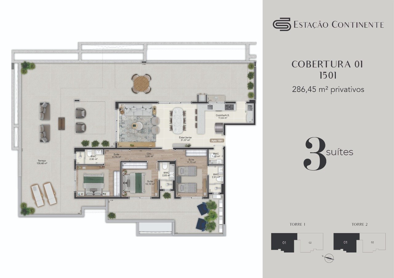 Cobertura[ NumeroQuarto] Campinas São José Estação Continente: 