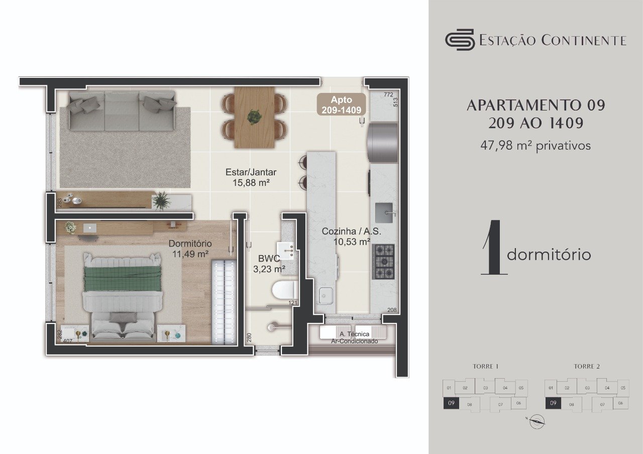 Apartamento[ NumeroQuarto] Campinas São José Estação Continente: 