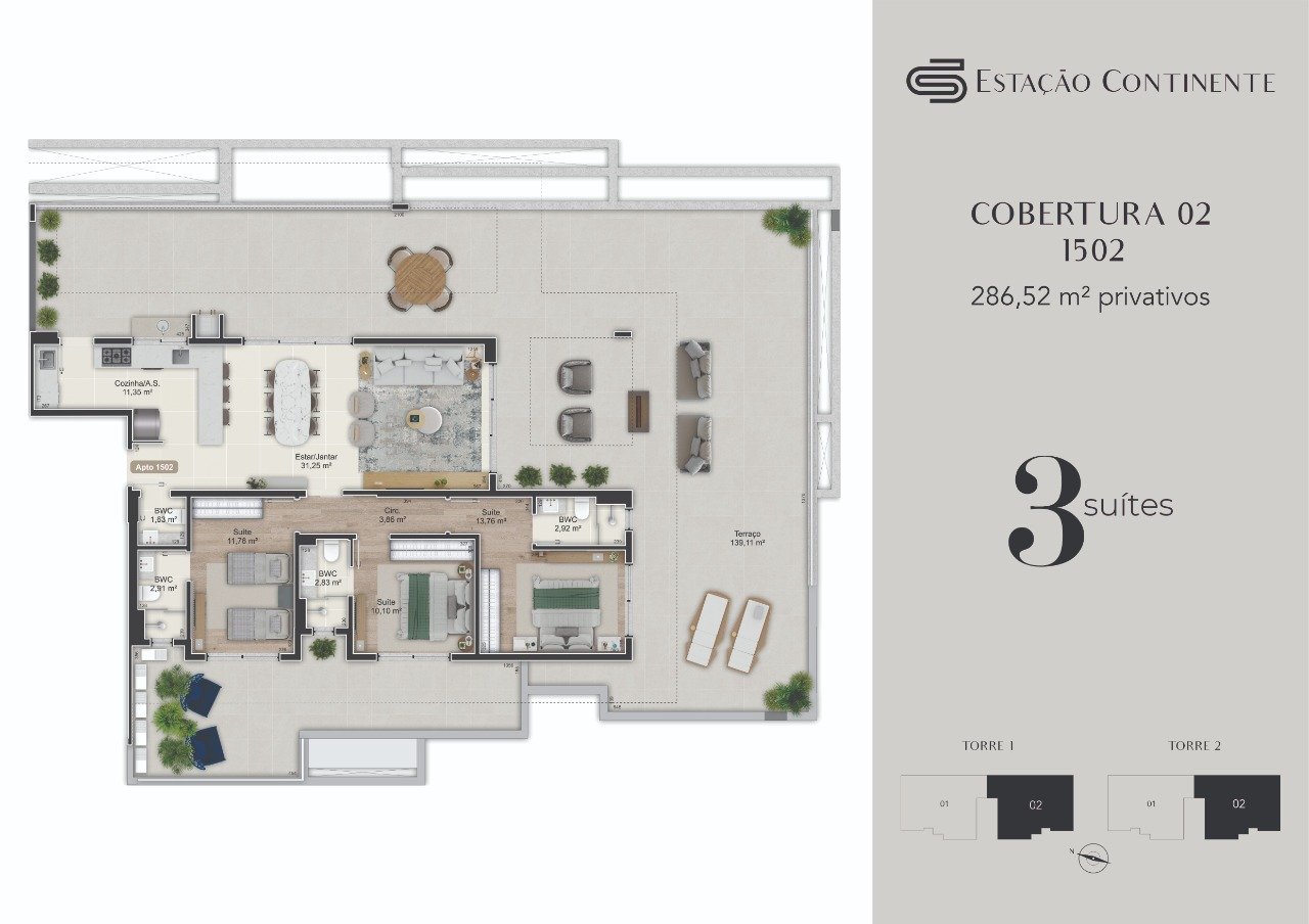 Cobertura[ NumeroQuarto] Campinas São José Estação Continente: 