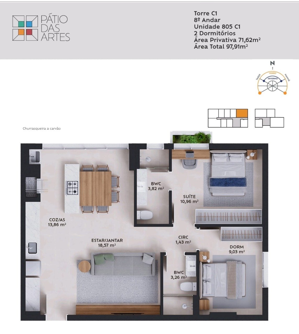 Apartamento[ NumeroQuarto] Pedra Branca Palhoça Pátio Das Artes: 