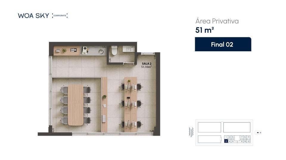 Salas/Conjuntos[ NumeroQuarto] Campinas São José WOA Sky Corporate: Planta humanizada sala final 02 (imagem ilustrativa - mobili rio n o inclu do)