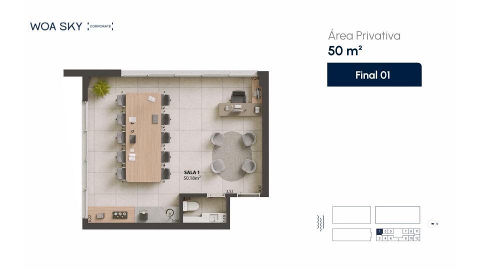 Salas/Conjuntos[ NumeroQuarto] Campinas São José WOA Sky Corporate: Planta humanizada sala final 01 (imagem ilustrativa - mobili rio n o inclu do)