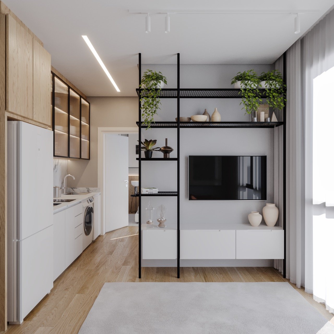 Estúdio[ NumeroQuarto] Centro Florianópolis Pace Studios: Sugest o de projeto interno est dio final 2 - imagem ilustrativa, mobili rio n o inclu do