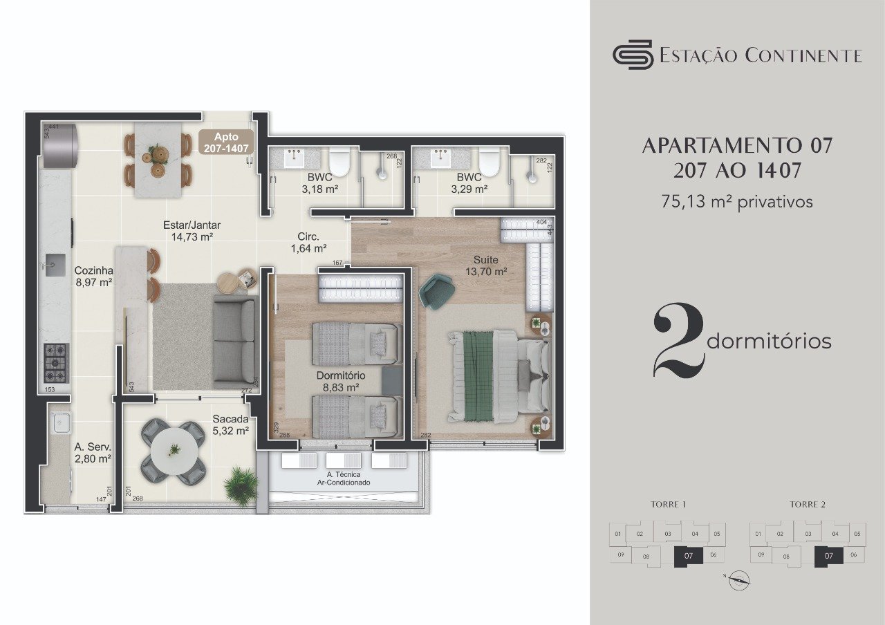 Apartamento[ NumeroQuarto] Campinas São José Estação Continente: 