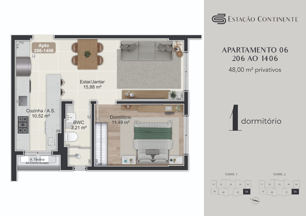 Apartamento[ NumeroQuarto] Campinas São José Estação Continente: 