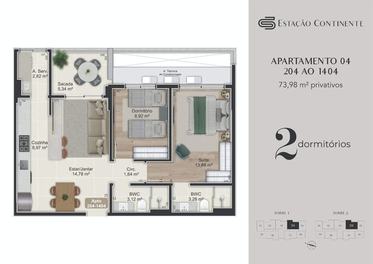 Apartamento[ NumeroQuarto] Campinas São José Estação Continente: 