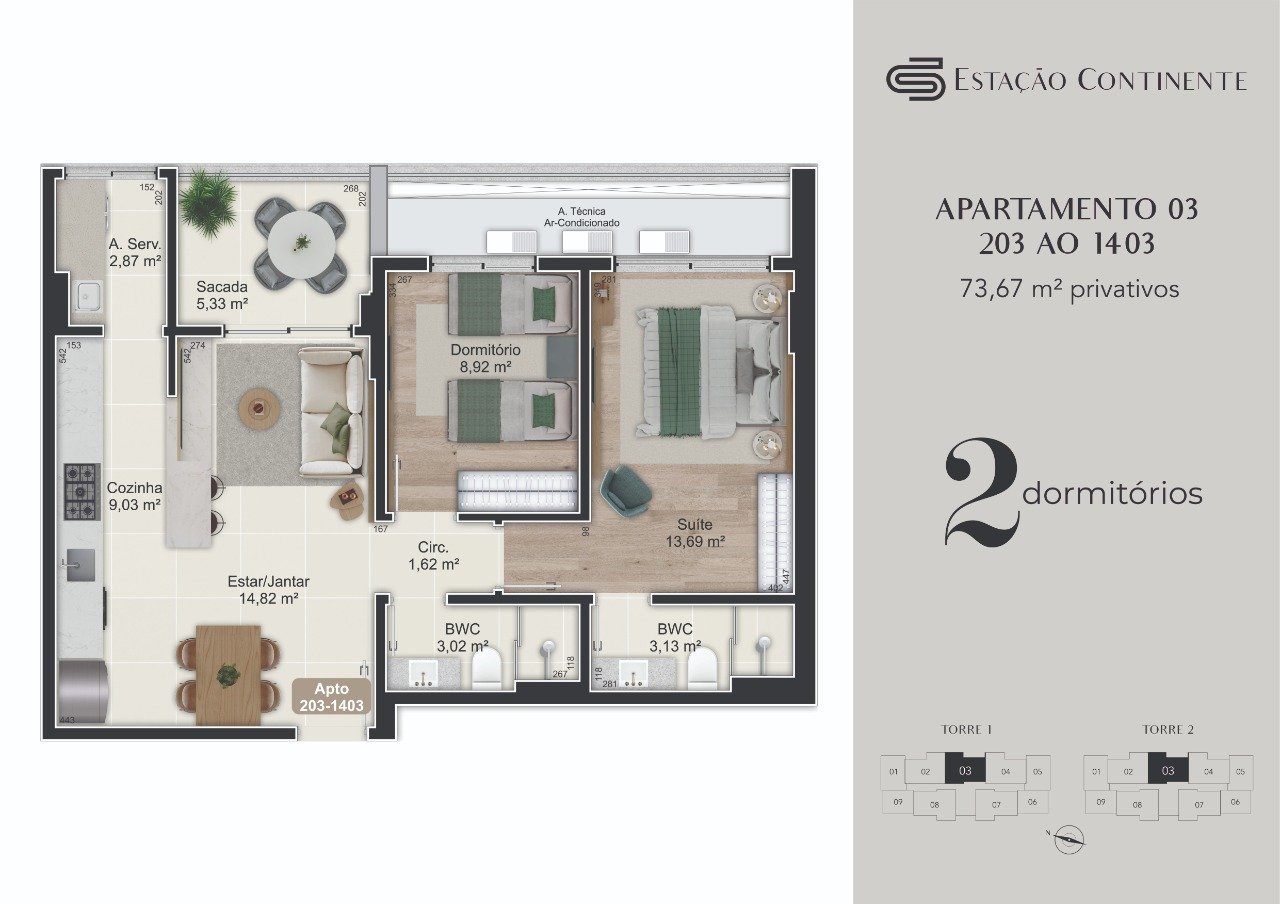 Apartamento[ NumeroQuarto] Campinas São José Estação Continente: 