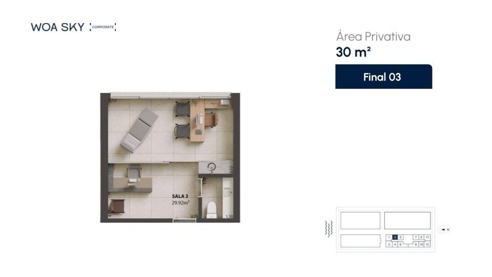 Salas/Conjuntos[ NumeroQuarto] Campinas São José WOA Sky Corporate: Planta humanizada sala final 03 (imagem ilustrativa - mobili rio n o inclu do)