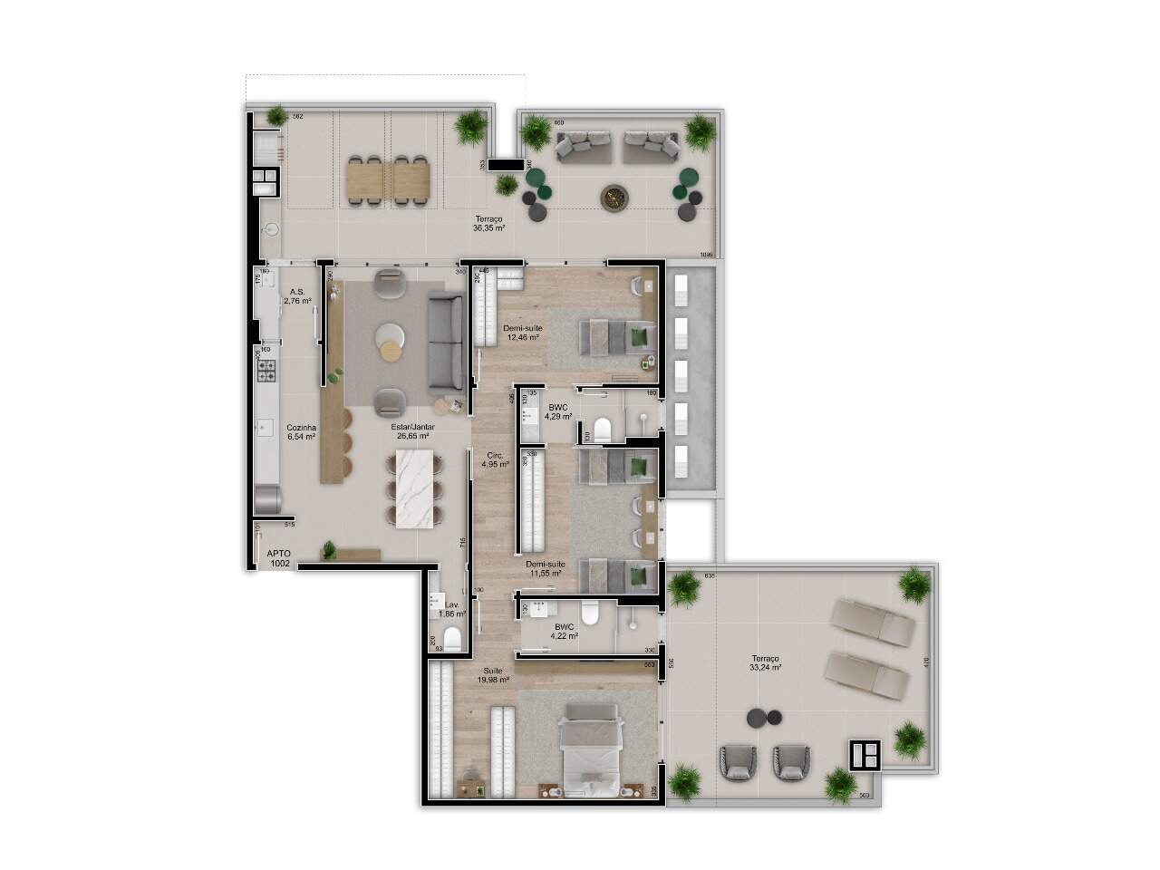Empreendimento[ NumeroQuarto] Jardim Atlântico Florianópolis Jardim Poente: Cobertura Final 2