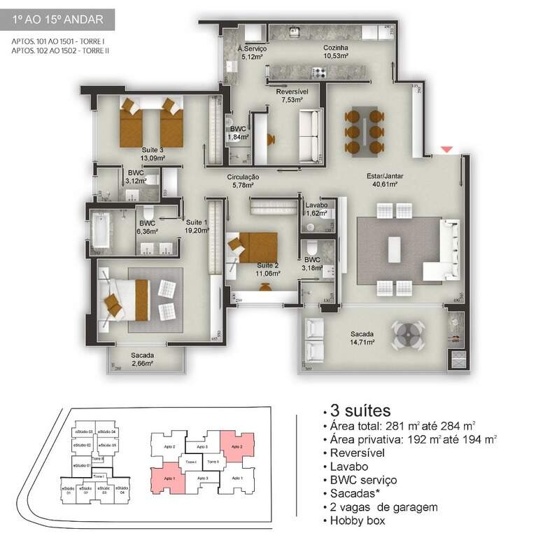 Apartamento 3 quartos em Centro, Florianópolis | Wok Residence: 