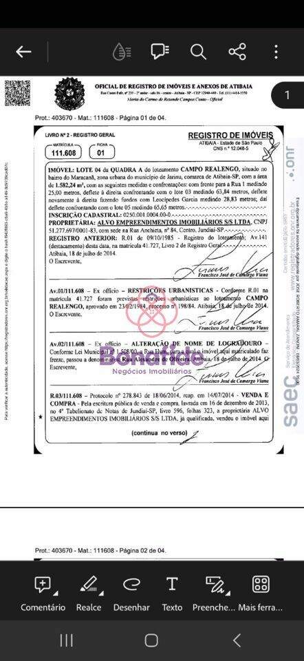 Terreno à venda no Campo Realengo: 