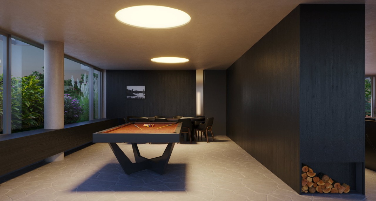 Sala de jogos com mesa de sinuca (imagem ilustrativa)
