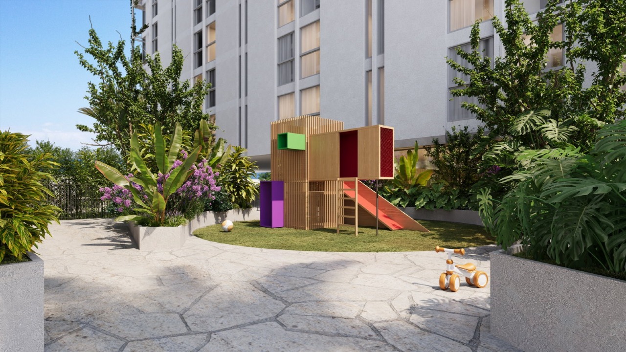 Playground externo com paisagismo (imagem ilustrativa)