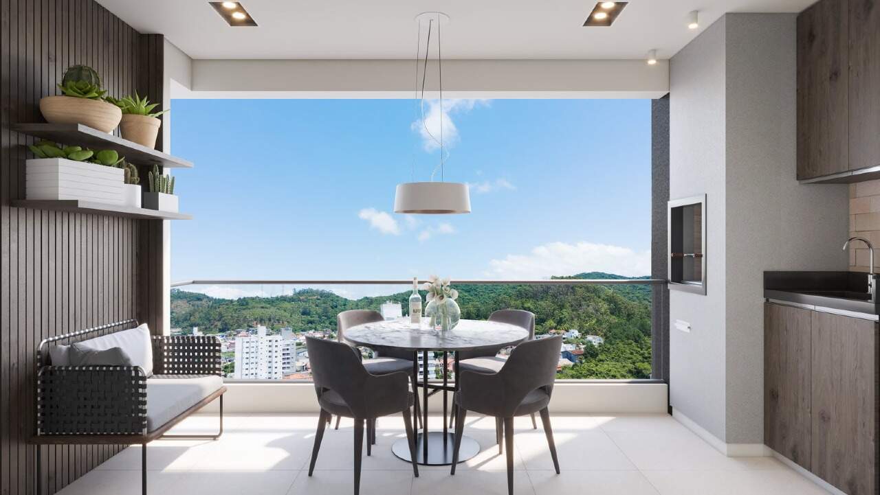 Sacada com churrasqueira de apartamento decorado (imagem ilustrativa)