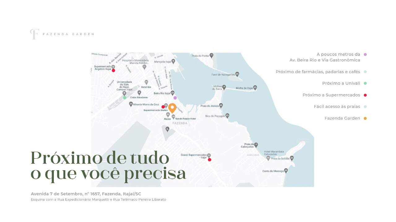 Mapa de localização do Fazenda Garden na Avenida Sete de Setembro, 1657, em Itajaí