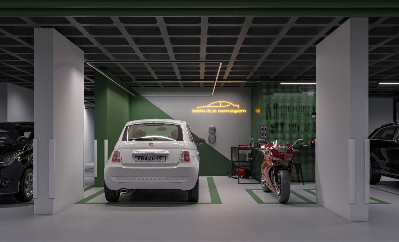 Service garage no subsolo do Fazenda Garden (imagem ilustrativa)