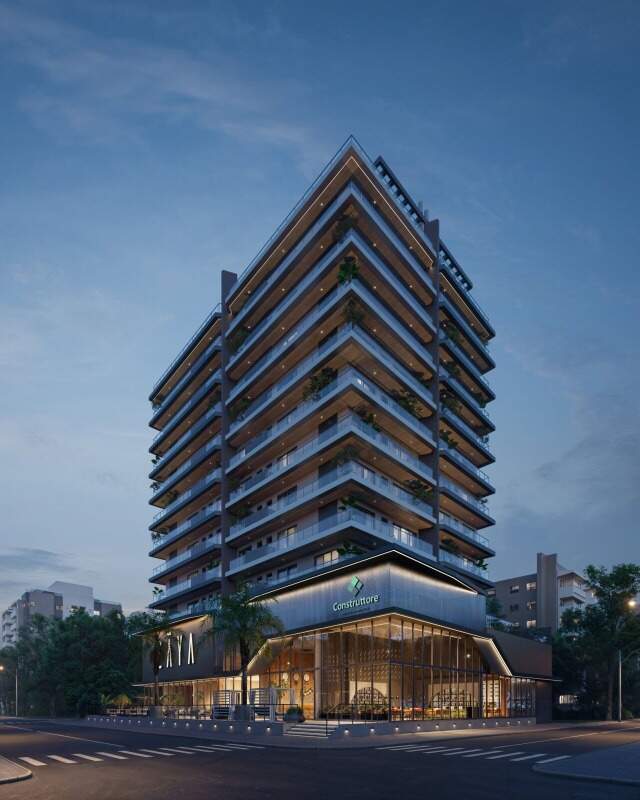 Torre do Zãya Brava à noite, com sacadas panorâmicas em todos os andares (imagem ilustrativa)