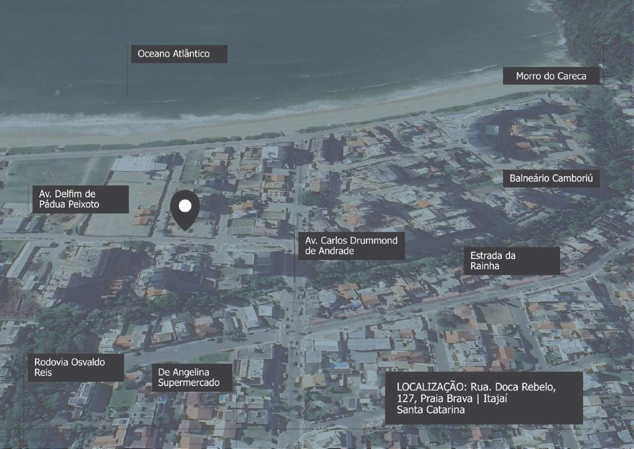 Mapa com a localização do Zãya Brava na Praia Brava, perto do mar