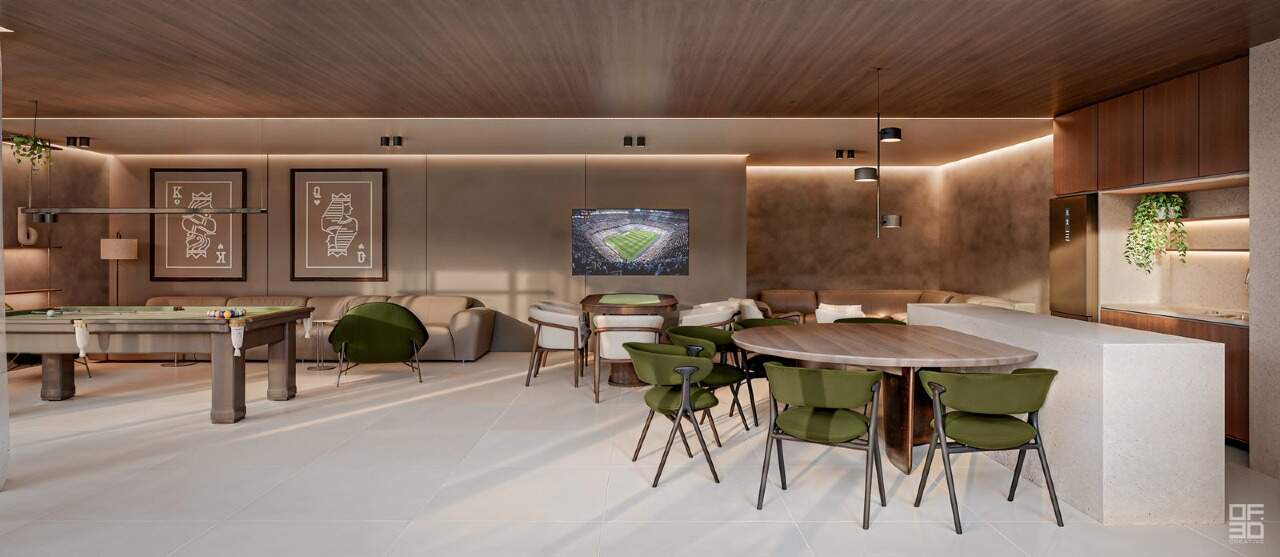 Sala de jogos com mesa de sinuca do Brava Riserva