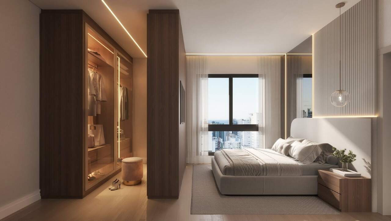 Suíte do apartamento de 135 m² do Avenue (imagem ilustrativa)
