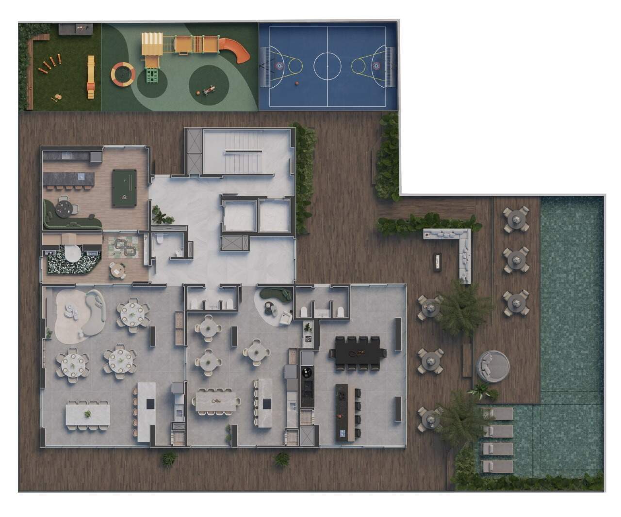 Planta do pavimento de lazer Avenue Party