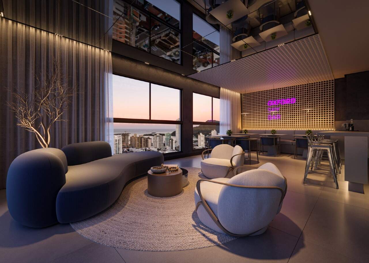 Sky bar no rooftop, com bar e lounge (imagem ilustrativa)