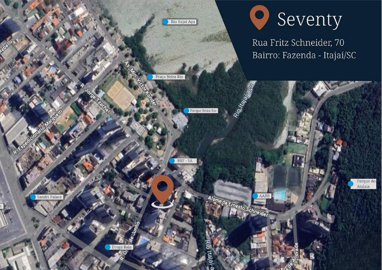Localização do Seventy perto da Beira Rio, da AABB e do Parque do Atalaia (mapa do catálogo)