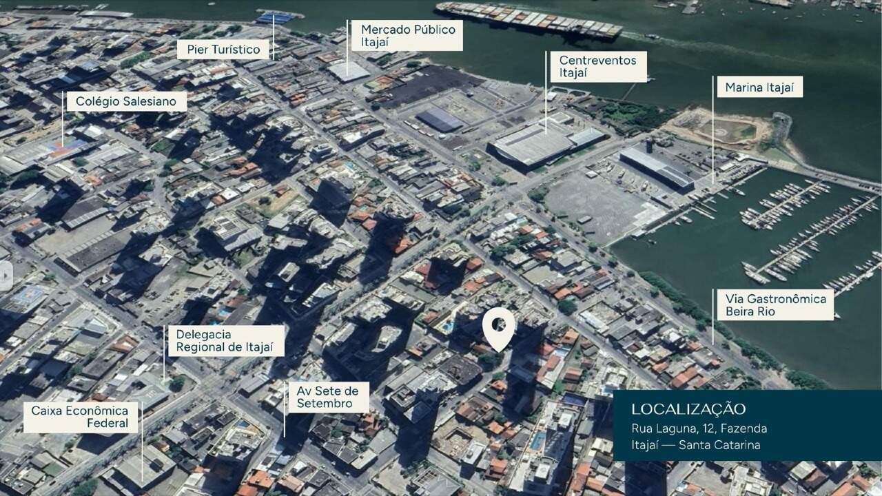 Mapa de localização do Marina Bay com a marina, o Centreventos e o Mercado Público