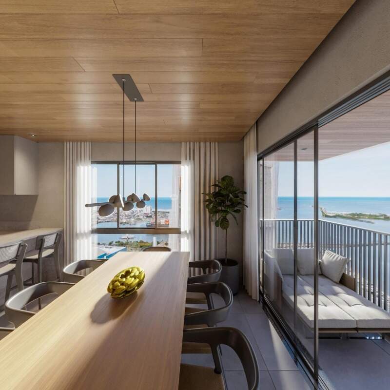 Sala de jantar integrada à sacada (imagem ilustrativa)