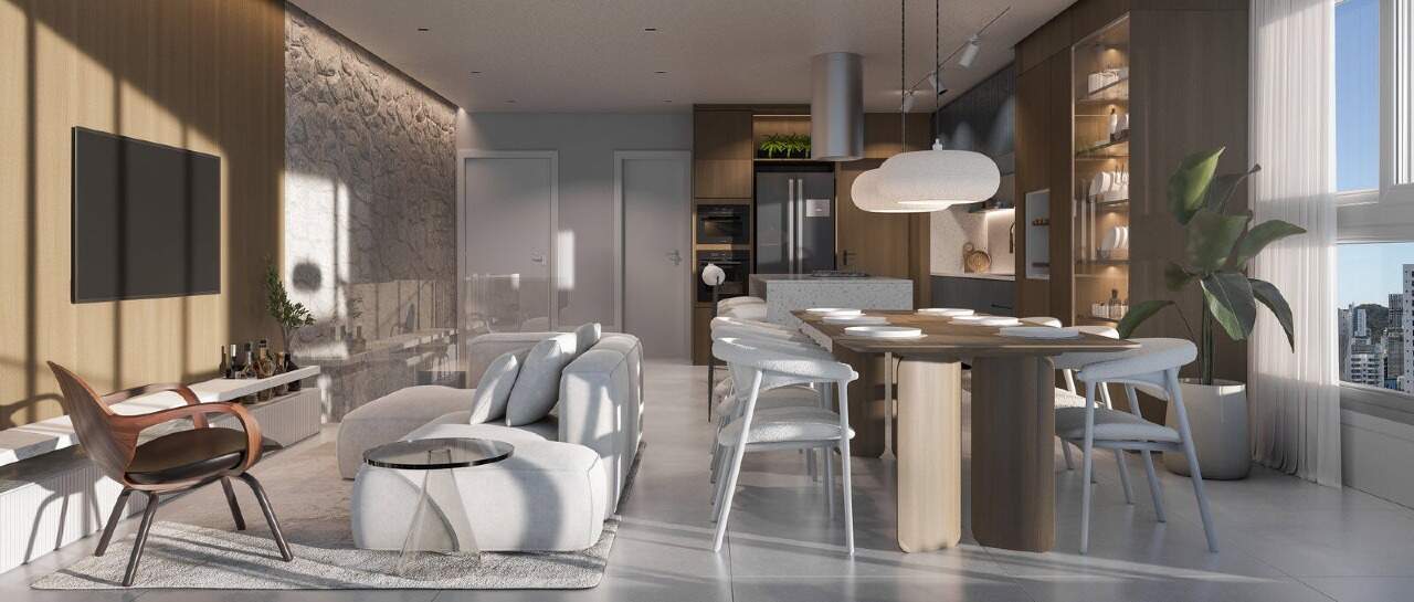 Living do duplex com cozinha integrada (imagem ilustrativa)