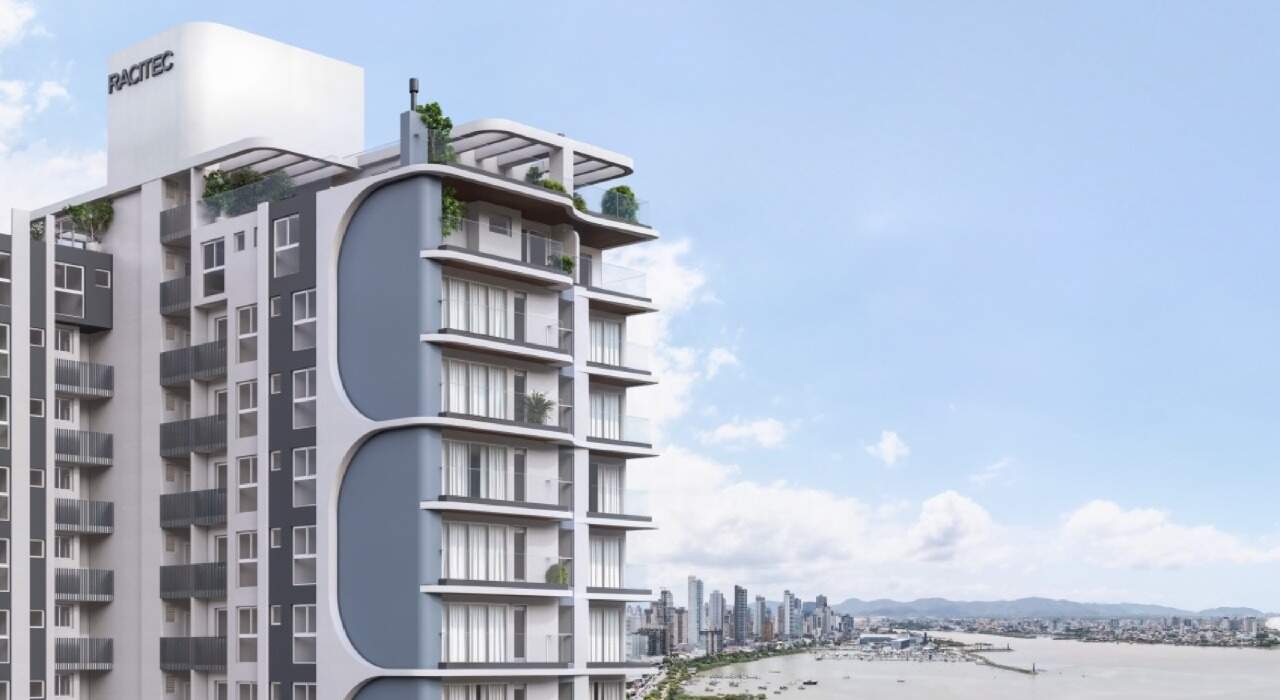 Topo da torre, com terraços, pergolados e o coroamento da Racitec (imagem ilustrativa)
